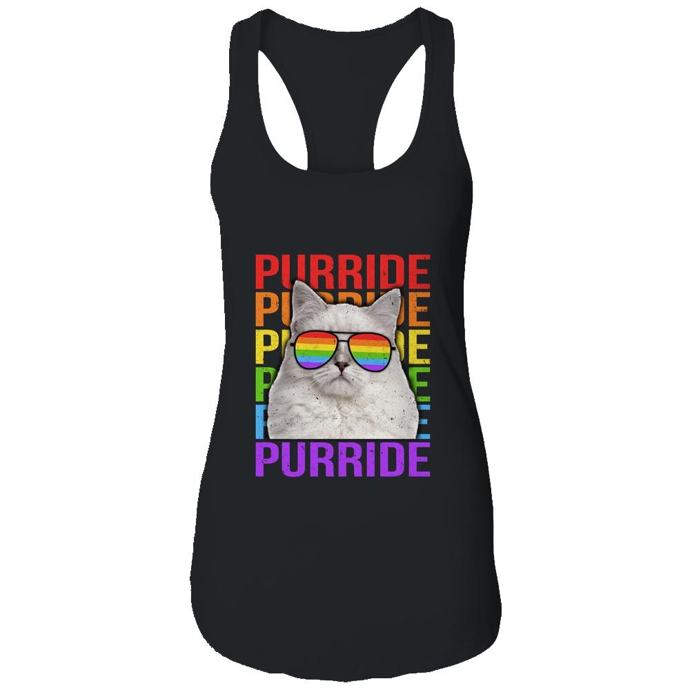 LGBT Purride Gay Pride Rainbow Cat Lover Funny-T-Shirt & Tank Top-Women's Ideal Racerback Tank-Black