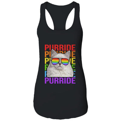 LGBT Purride Gay Pride Rainbow Cat Lover Funny-T-Shirt & Tank Top-Women's Ideal Racerback Tank-Black