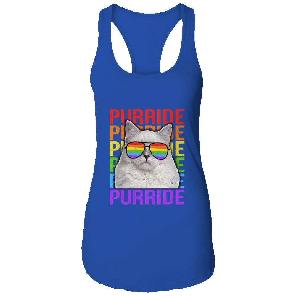 LGBT Purride Gay Pride Rainbow Cat Lover Funny-T-Shirt & Tank Top-Women's Ideal Racerback Tank-Royal