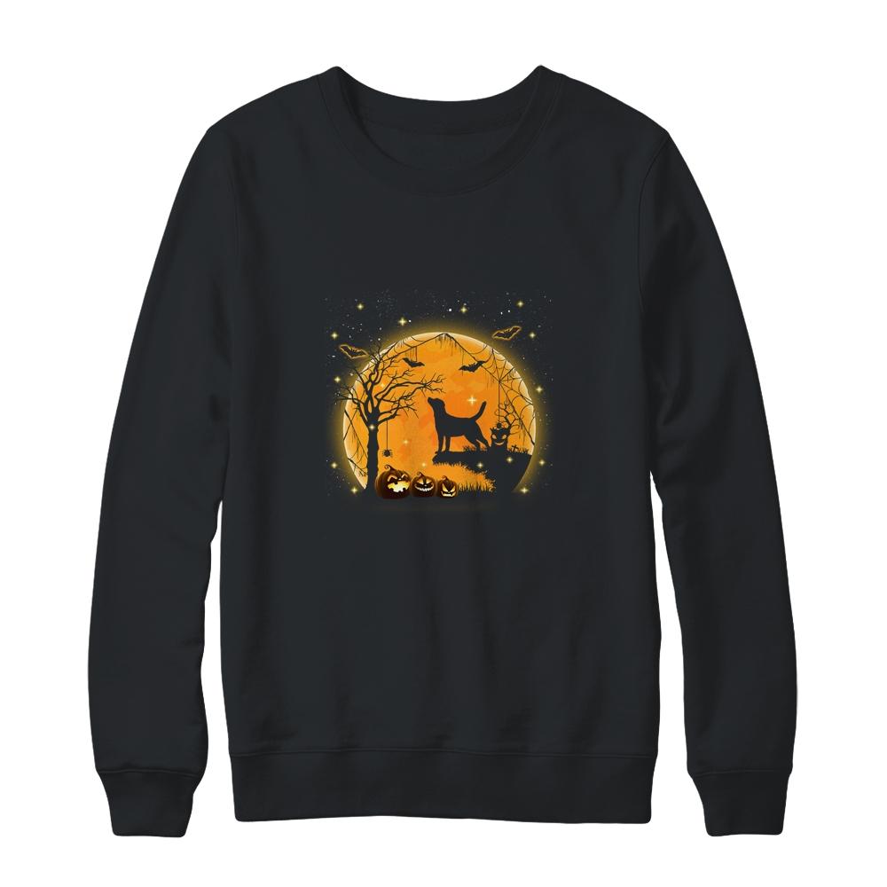 Labrador Dog And Moon Funny Halloween Costume Gift-T-Shirt & Sweatshirt-Crewneck Sweatshirt-Black