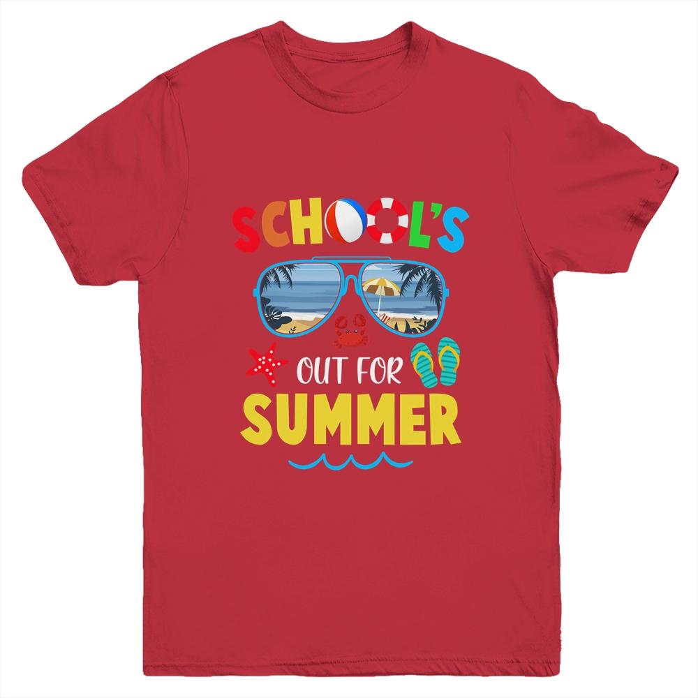 Last Day Of School Schools Out For Summer Vacation Youth-Youth Shirt-Youth T-Shirt-Red
