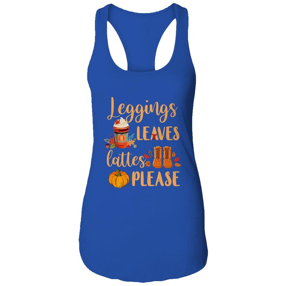 Leggings Leaves Lattes Please Fall Autumn Pumpkin-T-Shirt & Tank Top-Women's Ideal Racerback Tank-Royal