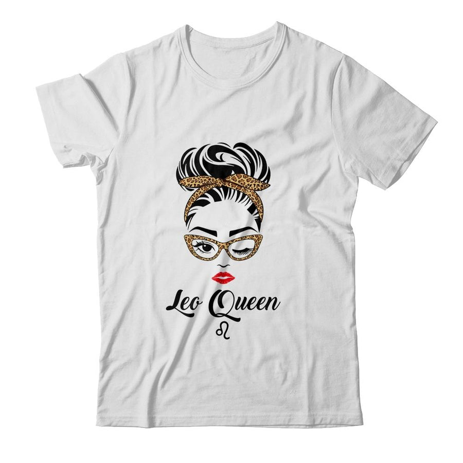 Leo Queen Woman Leopard Lips Eyes Lady Birthday Gifts-T-Shirt & Tank Top-Classic T-Shirt-White