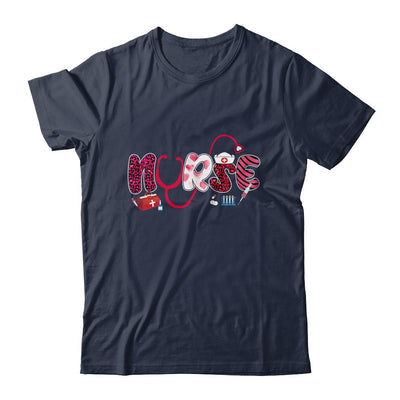 Leopard Love Stethoscope Nurse Life Valentines Day Gift-T-Shirt & Tank Top-Classic T-Shirt-Navy