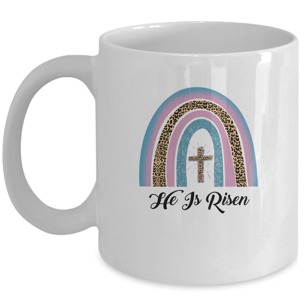 Leopard Rainbow Christian Jesus Happy Easter Day Mug-Coffee Mug-Mug-White