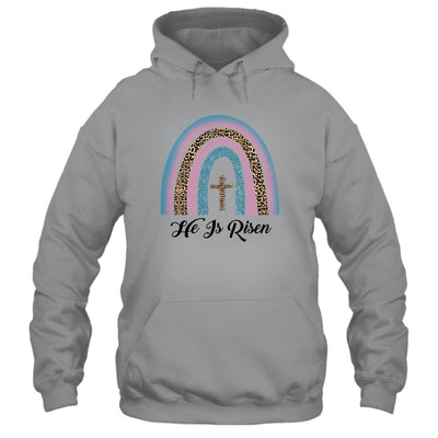 Leopard Rainbow Christian Jesus Happy Easter Day-T-Shirt & Hoodie-Pullover Hoodie-Sport Grey