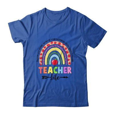 Leopard Rainbow Teacher Life Teaching Last Day Of School-T-Shirt & Hoodie-Classic T-Shirt-Royal
