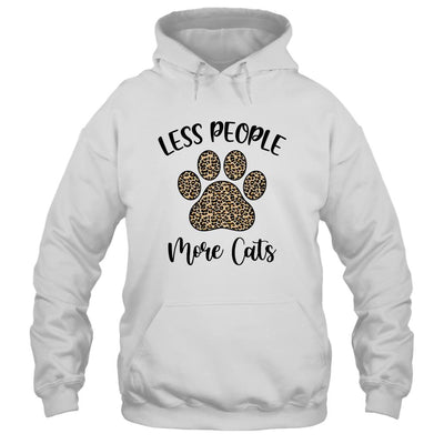 Less People More Cats Funny Leopard Cat Mom Lover Paw-T-Shirt & Tank Top-Pullover Hoodie-White