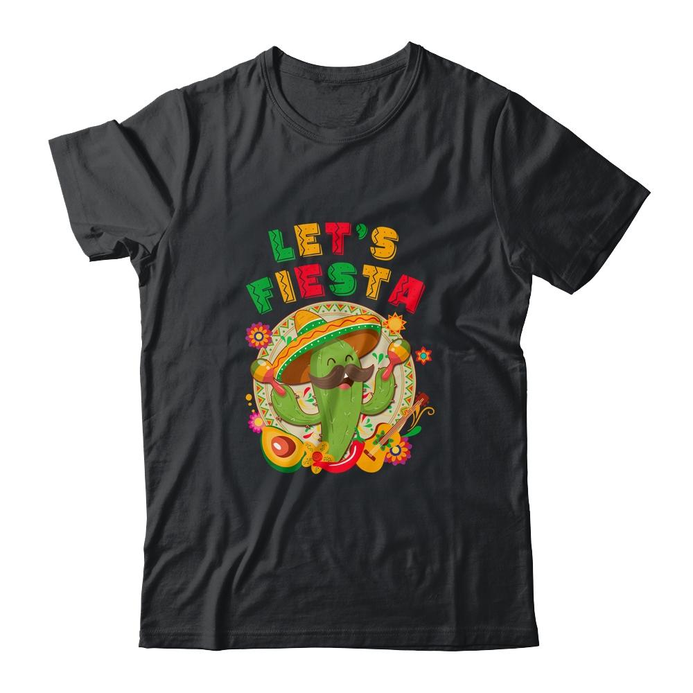 Lets Fiesta Cinco De Mayo With Guitar Cactus Sombrero Maraca-T-Shirt & Tank Top-Classic T-Shirt-Black