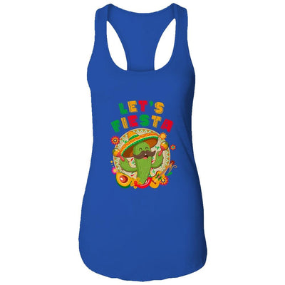 Lets Fiesta Cinco De Mayo With Guitar Cactus Sombrero Maraca-T-Shirt & Tank Top-Women's Ideal Racerback Tank-Royal