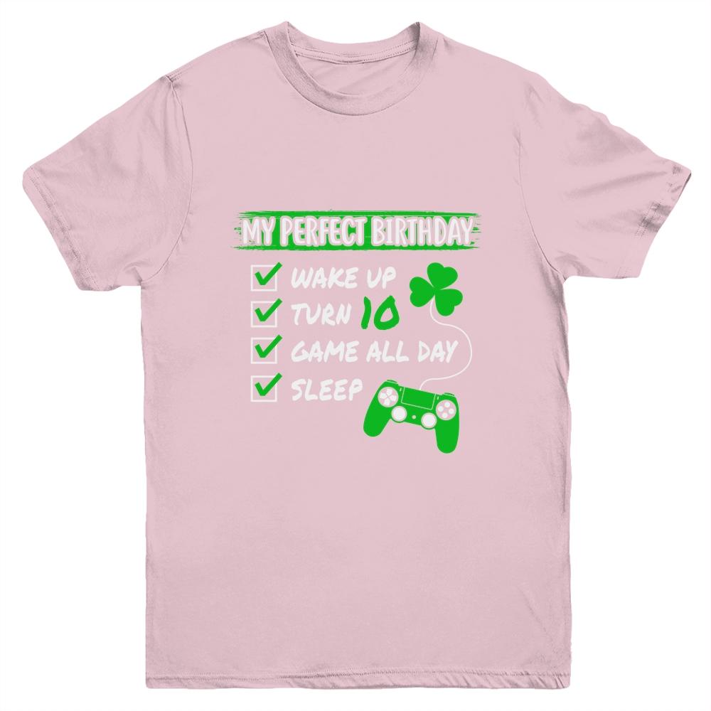Level 10 Birthday Party 10 Years Old Video Games Perfect Birthday Youth-Youth Shirt-Youth T-Shirt-Light Pink