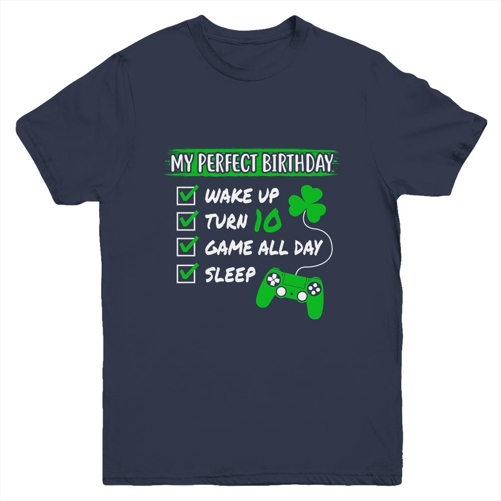 Level 10 Birthday Party 10 Years Old Video Games Perfect Birthday Youth-Youth Shirt-Youth T-Shirt-Navy