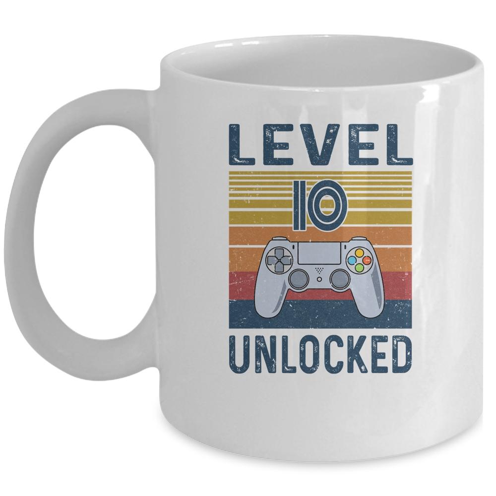 Level 10 Unlocked Video Gamer 10th Birthday Gifts Mug-Coffee Mug-Mug-White