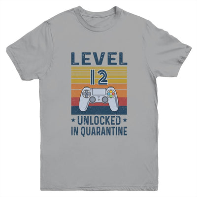 Level 12 Unlocked Video Gamer In Quarantine 12th Birthday Youth-Youth Shirt-Youth T-Shirt-Sport Grey