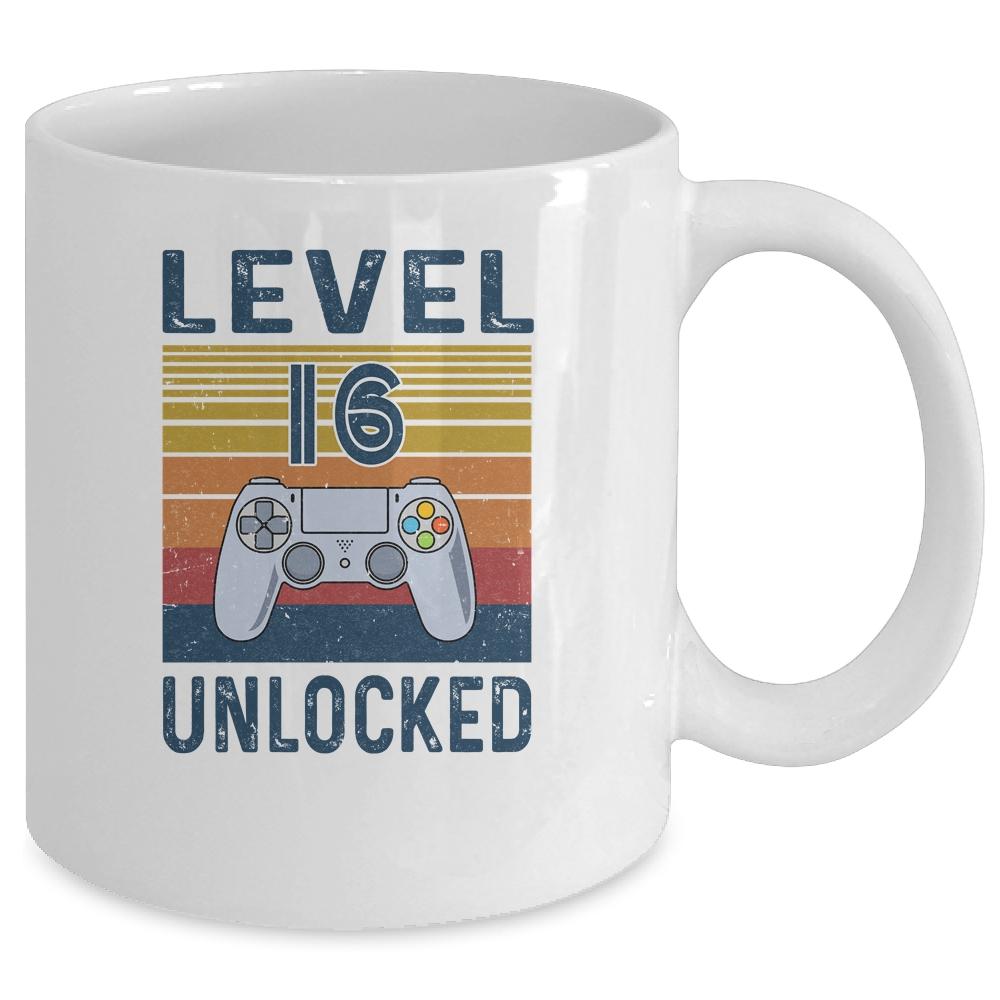 Level 16 Unlocked Video Gamer 16th Birthday Gifts Mug-Coffee Mug-Mug-White
