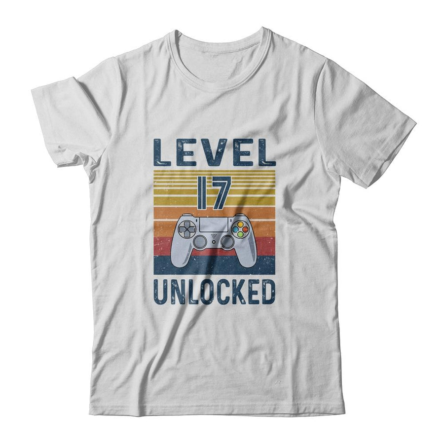 Level 17 Unlocked Video Gamer 17th Birthday Gifts-T-Shirt & Hoodie-Classic T-Shirt-White