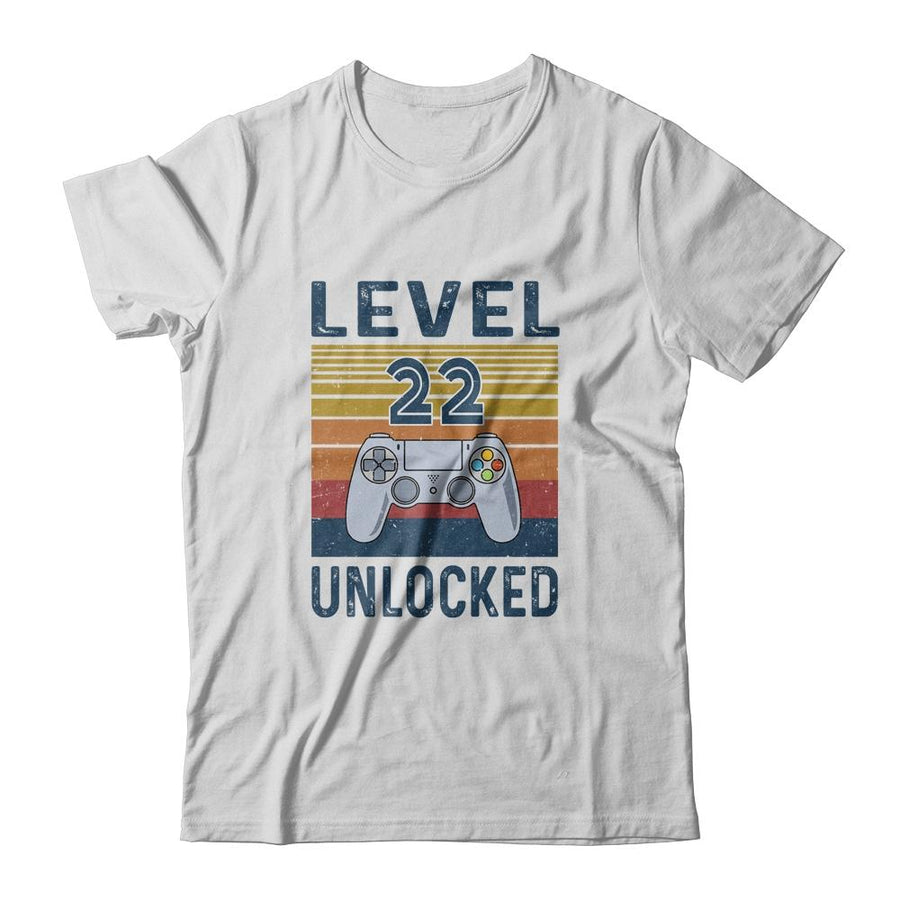 Level 22 Unlocked Video Gamer 22th Birthday Gifts-T-Shirt & Hoodie-Classic T-Shirt-White