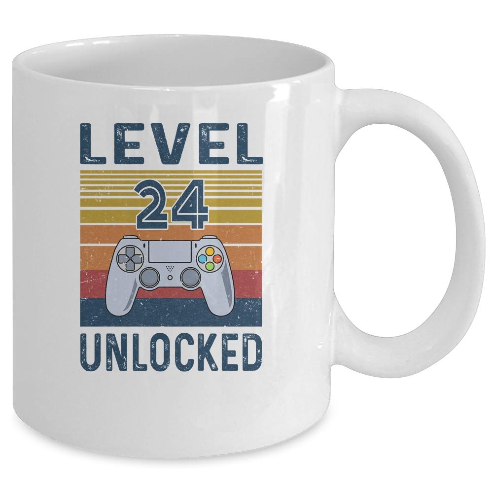 Level 24 Unlocked Video Gamer 24th Birthday Gifts Mug-Coffee Mug-Mug-White