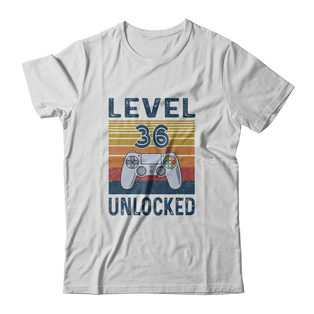 Level 36 Unlocked Video Gamer 36th Birthday Gifts-T-Shirt & Hoodie-Classic T-Shirt-White