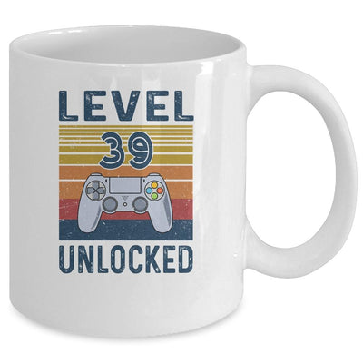 Level 39 Unlocked Video Gamer 39th Birthday Gifts Mug-Coffee Mug-Mug-White