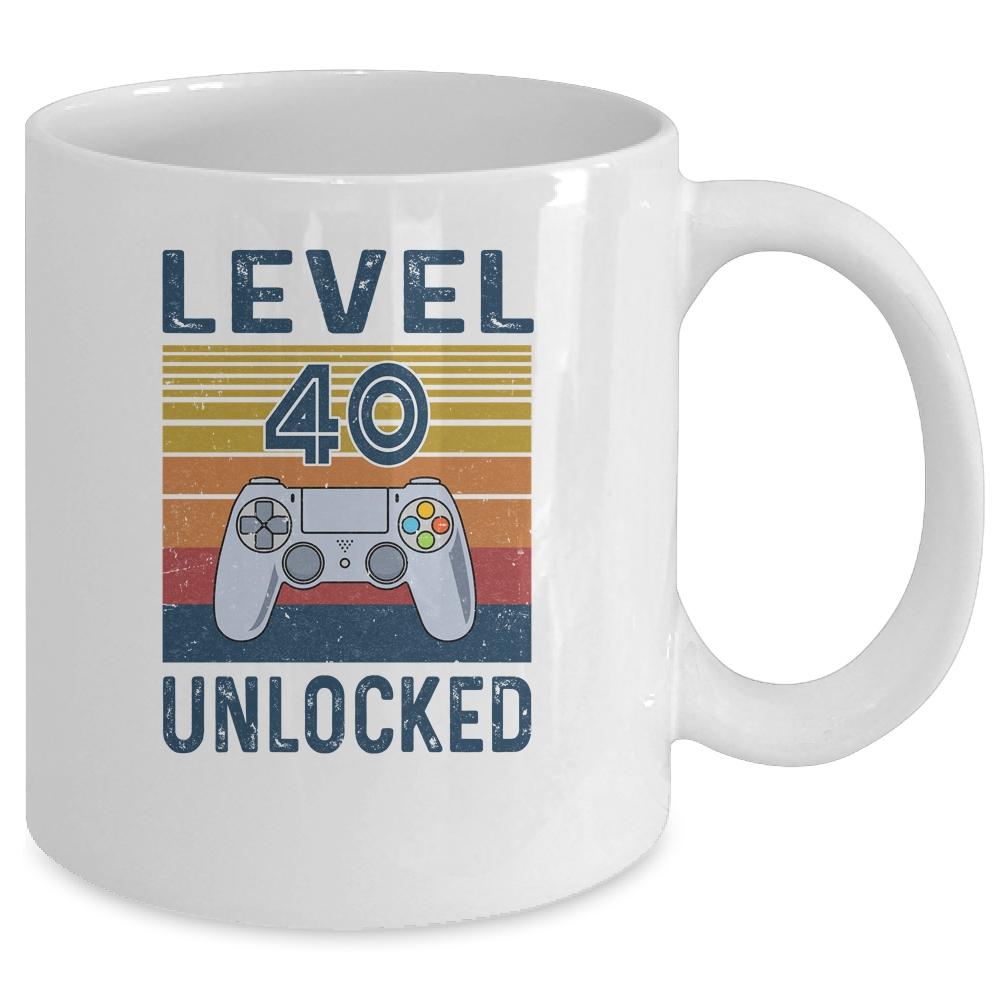 Level 40 Unlocked Video Gamer 40th Birthday Gifts Mug-Coffee Mug-Mug-White