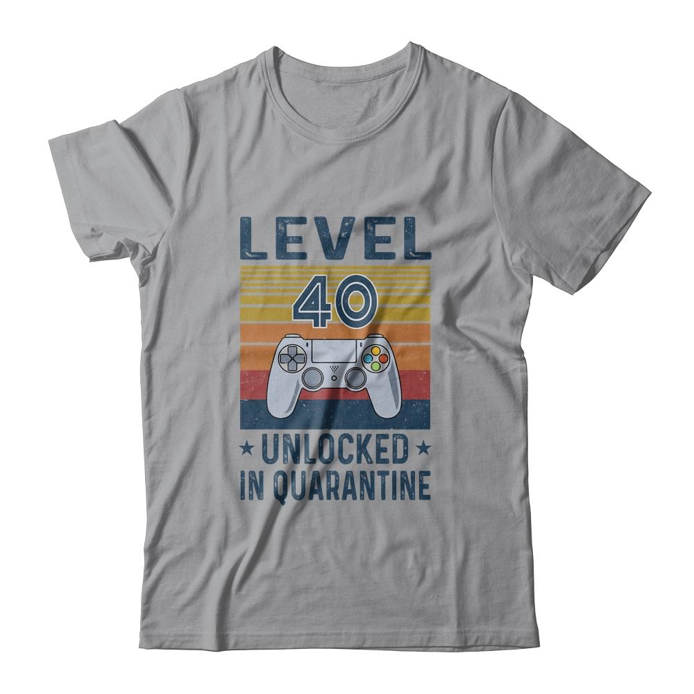 Level 40 Unlocked Video Gamer In Quarantine 40th Birthday-T-Shirt & Hoodie-Classic T-Shirt-Sport Grey