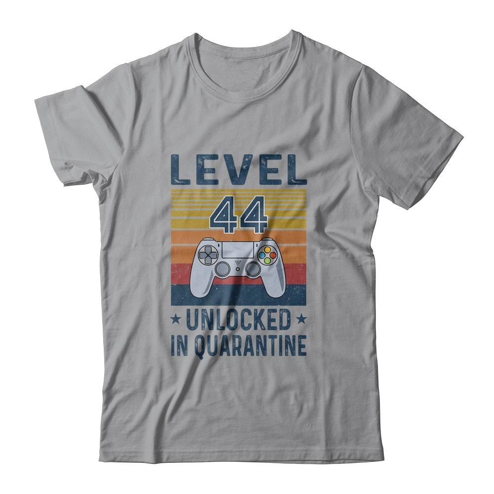 Level 44 Unlocked Video Gamer In Quarantine 44th Birthday-T-Shirt & Hoodie-Classic T-Shirt-Sport Grey