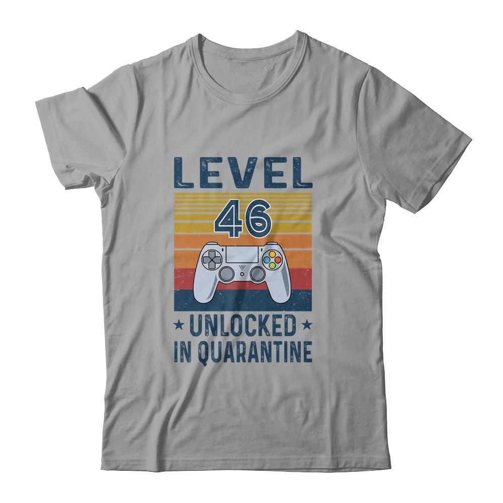 Level 46 Unlocked Video Gamer In Quarantine 46th Birthday-T-Shirt & Hoodie-Classic T-Shirt-Sport Grey