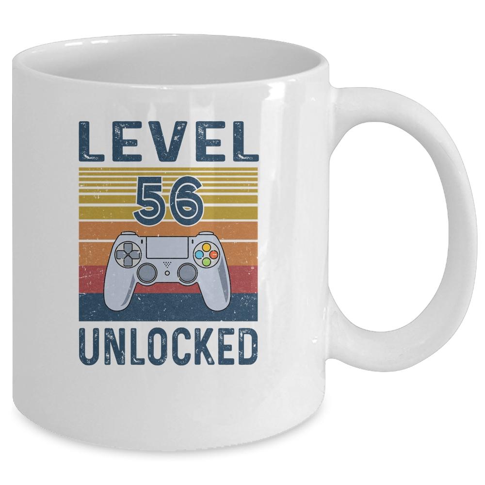 Level 56 Unlocked Video Gamer 56th Birthday Gifts Mug-Coffee Mug-Mug-White