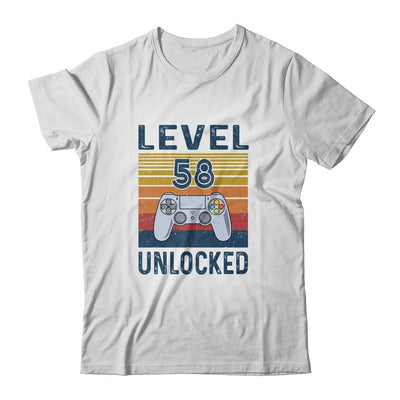 Level 58 Unlocked Video Gamer 58th Birthday Gifts-T-Shirt & Hoodie-Classic T-Shirt-White