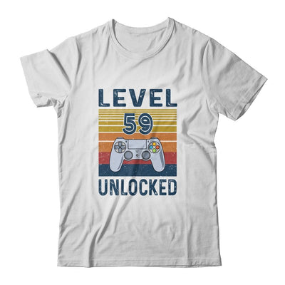 Level 59 Unlocked Video Gamer 59th Birthday Gifts-T-Shirt & Hoodie-Classic T-Shirt-White