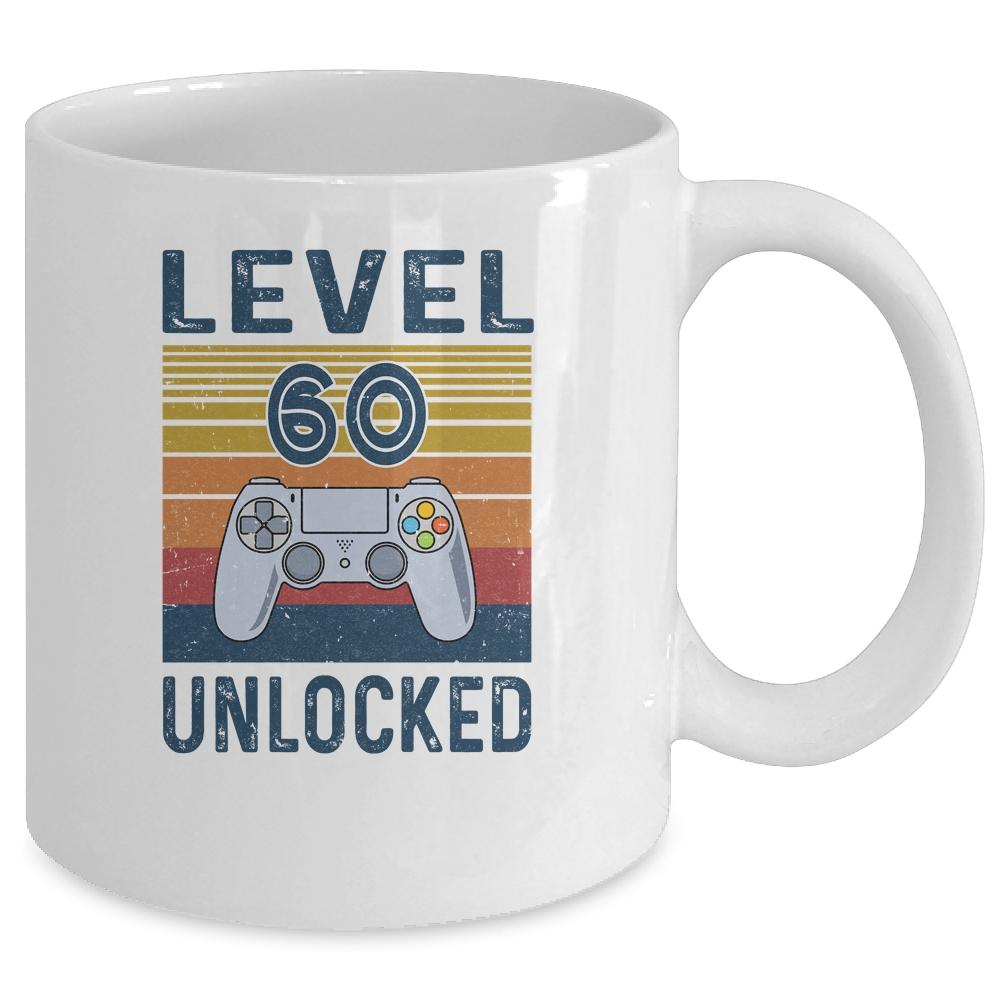Level 60 Unlocked Video Gamer 60th Birthday Gifts Mug-Coffee Mug-Mug-White