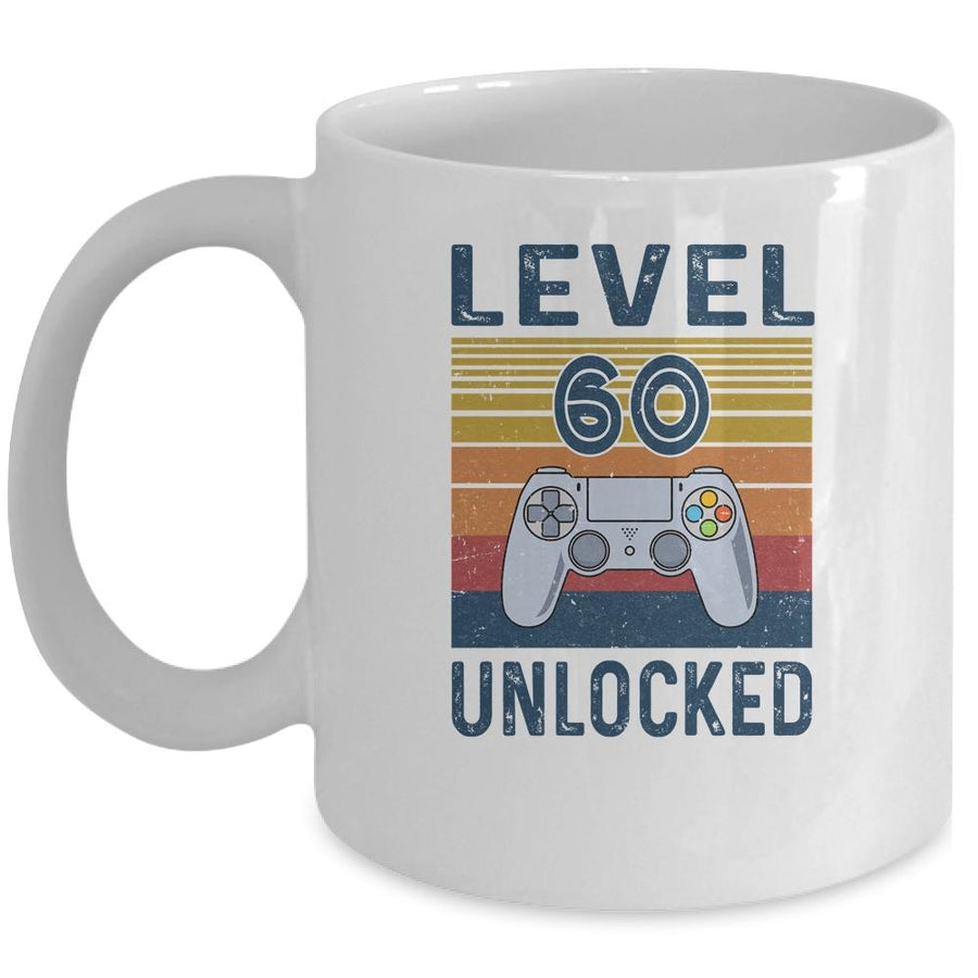 Level 60 Unlocked Video Gamer 60th Birthday Gifts Mug-Coffee Mug-Mug-White