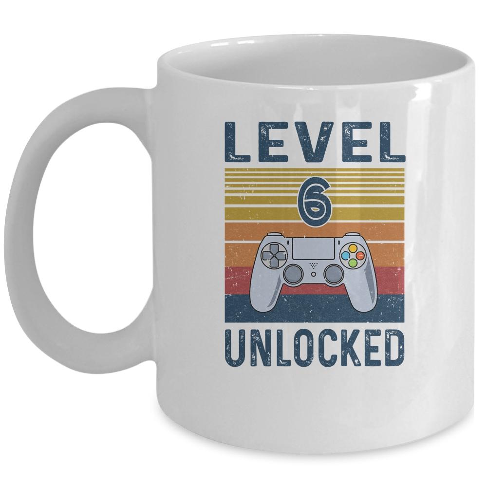 Level 6 Unlocked Video Gamer 6th Birthday Gifts Mug-Coffee Mug-Mug-White