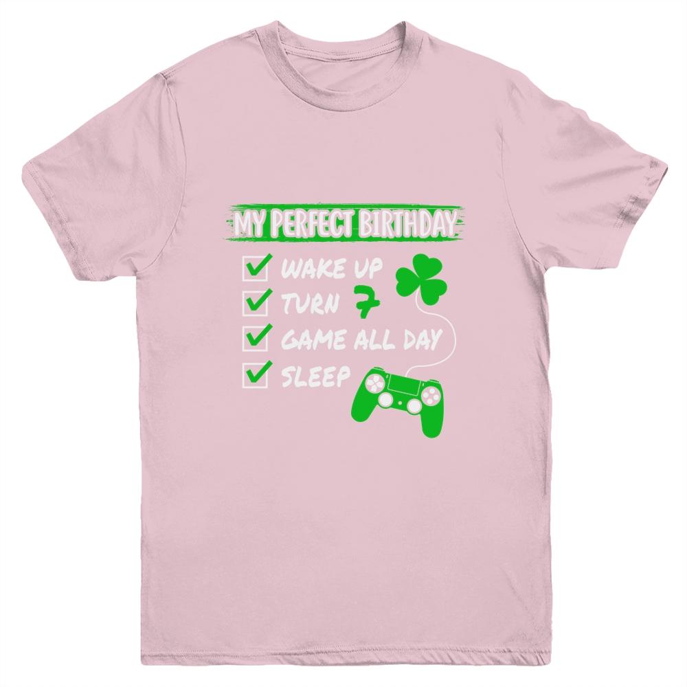 Level 7 Birthday Party 7 Years Old Video Games Perfect Birthday Youth-Youth Shirt-Youth T-Shirt-Light Pink
