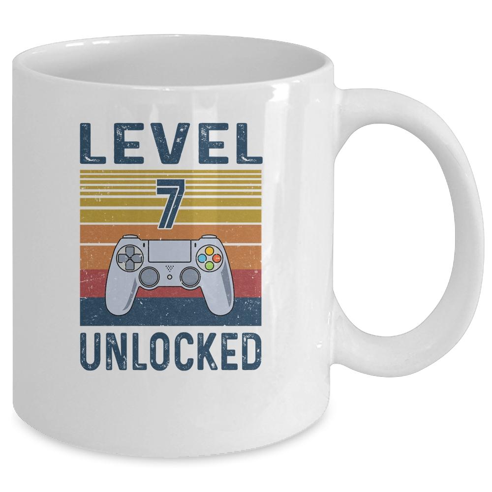 Level 7 Unlocked Video Gamer 7th Birthday Gifts Mug-Coffee Mug-Mug-White