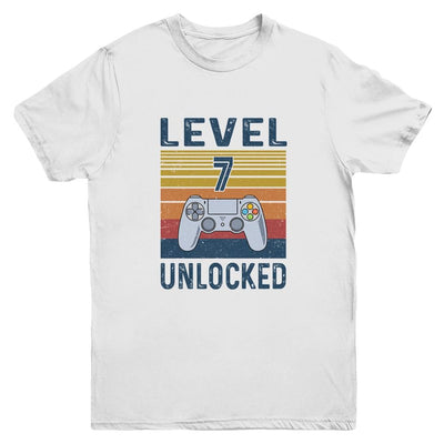 Level 7 Unlocked Video Gamer 7th Birthday Gifts Youth-Youth Shirt-Youth T-Shirt-White