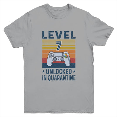 Level 7 Unlocked Video Gamer In Quarantine 7th Birthday Youth-Youth Shirt-Youth T-Shirt-Sport Grey
