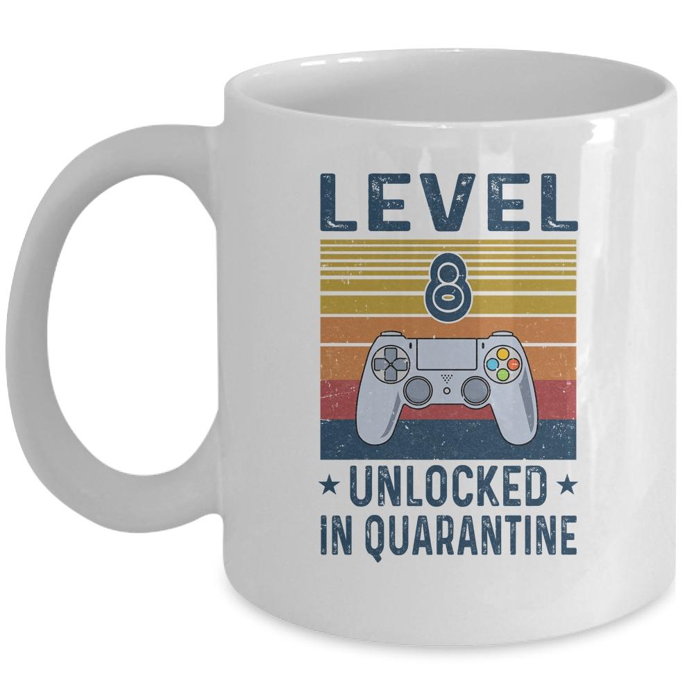 Level 8 Unlocked Video Gamer In Quarantine 8th Birthday Mug-Coffee Mug-Mug-White