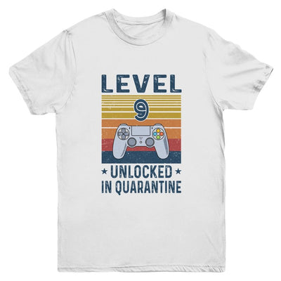 Level 9 Unlocked Video Gamer In Quarantine 9th Birthday Youth-Youth Shirt-Youth T-Shirt-White