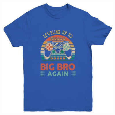 Leveling Up To Big Bro Again Vintage Big Brother Youth-Youth Shirt-Youth T-Shirt-Royal