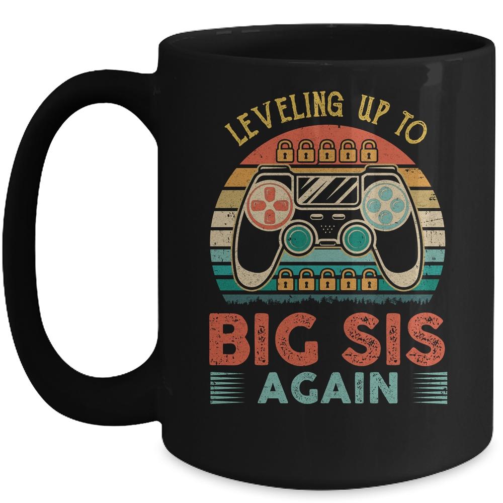 Leveling Up To Big Sis Again Vintage Big Sister Mug-Coffee Mug-Mug-Black