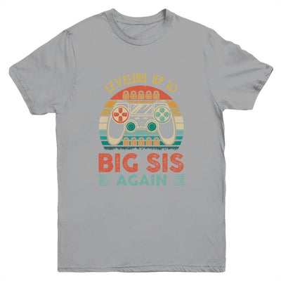Leveling Up To Big Sis Again Vintage Big Sister Youth-Youth Shirt-Youth T-Shirt-Sport Grey
