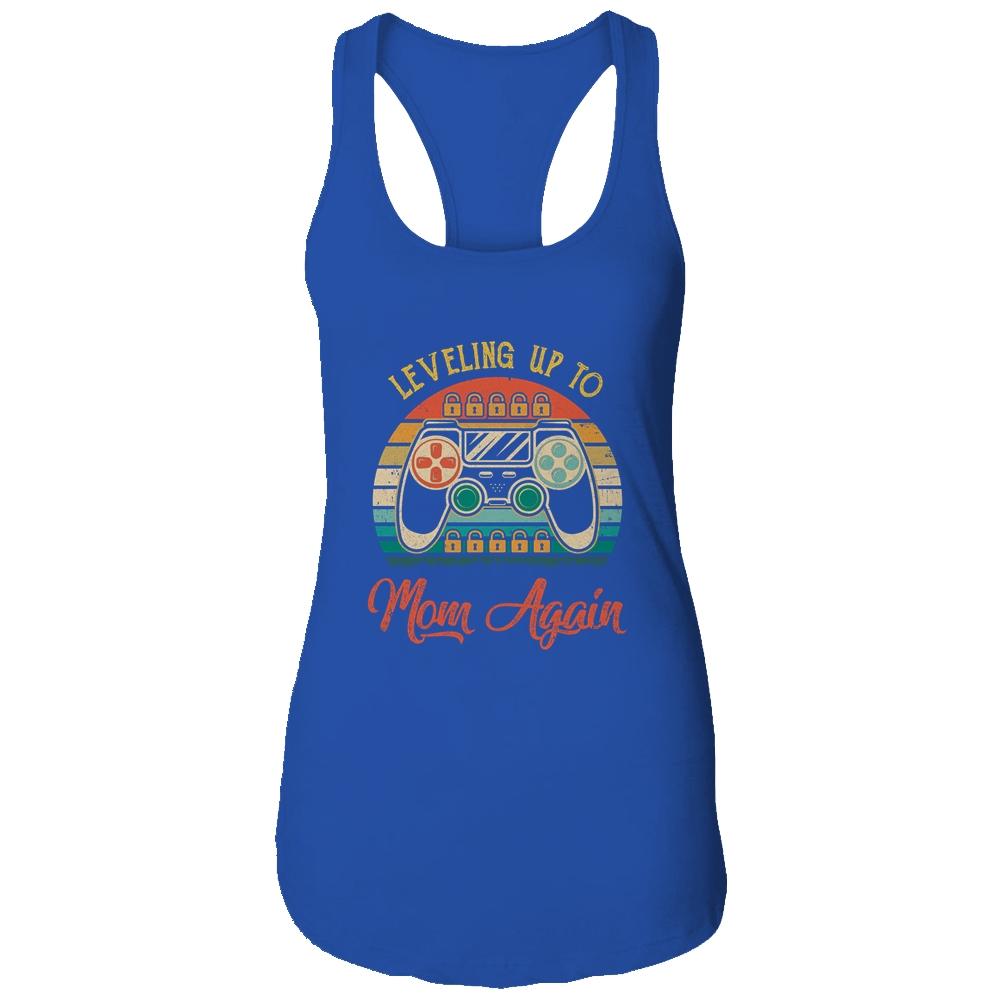 Leveling Up To Mom Again Pregnancy Announcement-T-Shirt & Tank Top-Women's Ideal Racerback Tank-Royal