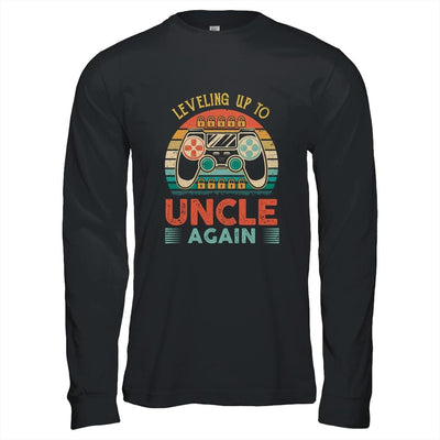 Leveling Up To Uncle Again Father's Day Vintage-T-Shirt & Hoodie-Long Sleeve T-Shirt-Black