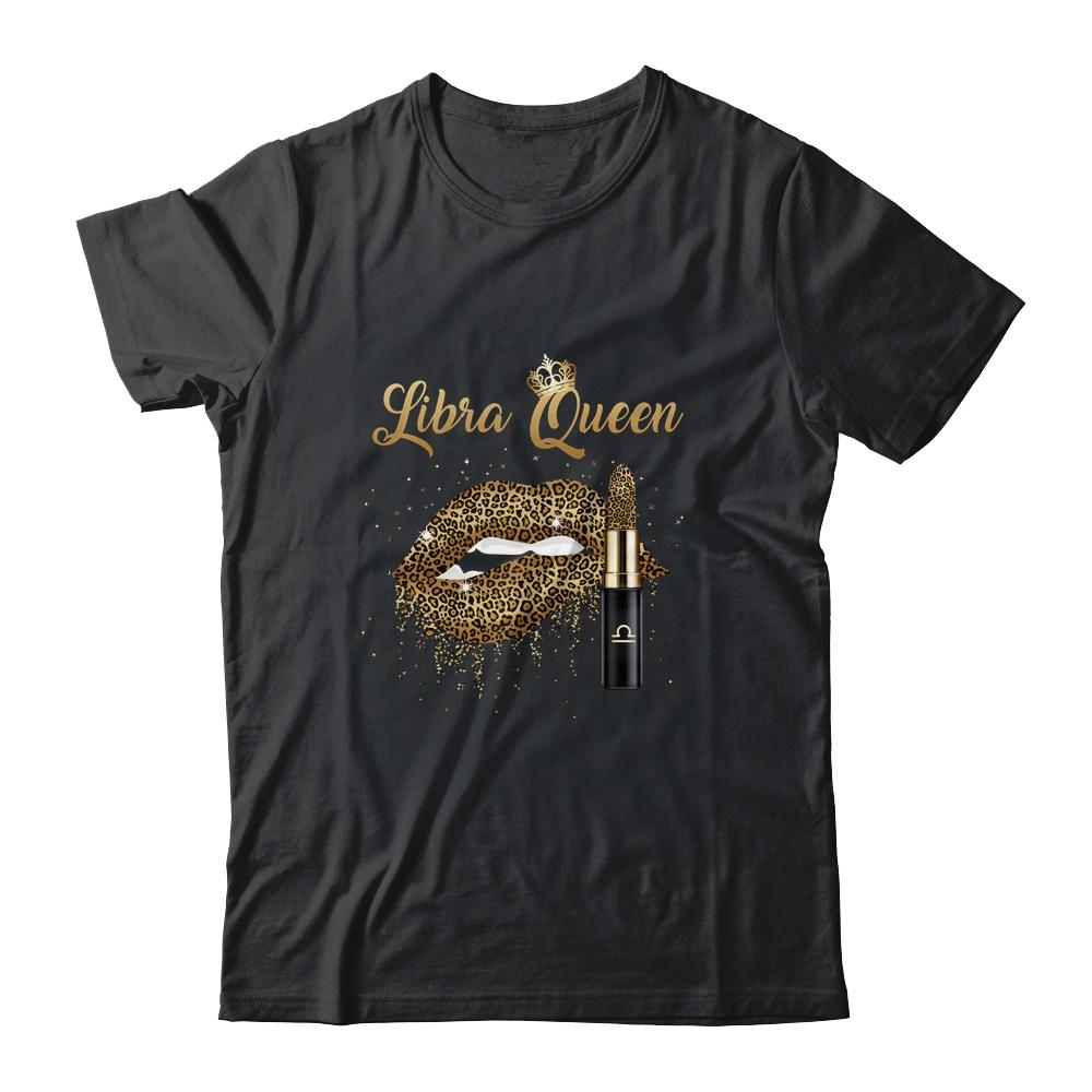 Libra Queen Girl Leopard Birthday Lips Lipstick Women-T-Shirt & Tank Top-Classic T-Shirt-Black