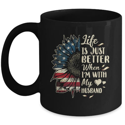 Life Is Just Better When Im With My Husband Sunflower Flag Mug-Coffee Mug-Mug-Black