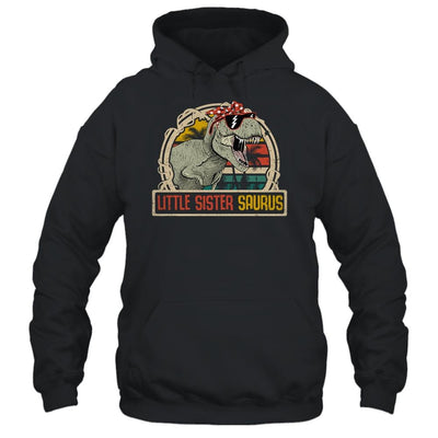 Little Sistersaurus T Rex Dinosaur Sister Saurus Family-T-Shirt & Hoodie-Pullover Hoodie-Black