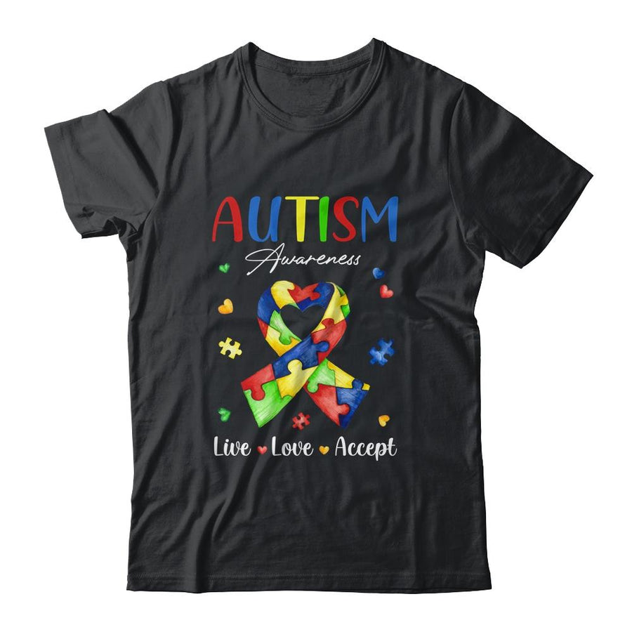 Live Love Accept Autism Awareness Month-T-Shirt & Hoodie-Classic T-Shirt-Black