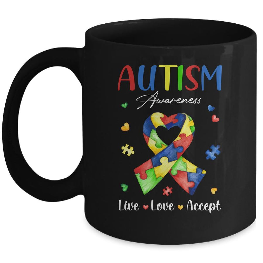 Live Love Accept Autism Awareness Month Mug-Coffee Mug-Mug-Black